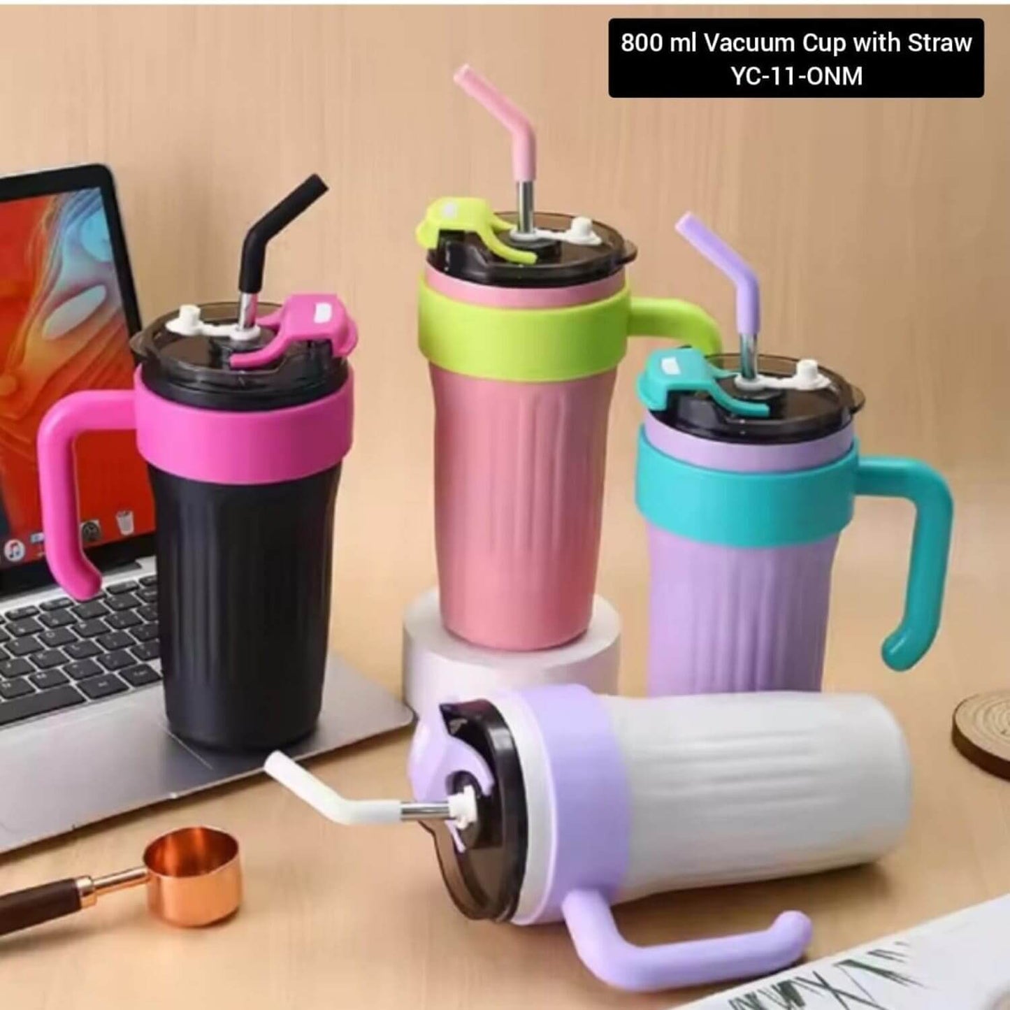 hot and cold tumbler 800ml with straw vaccum cup