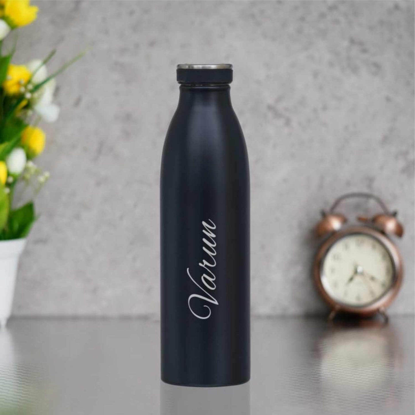 Personalised Hot and Cold Black Color Water Bottle 750ml
