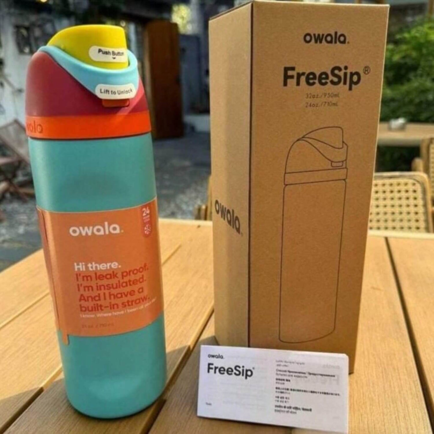 OWALA FreeSip Insulated Stainless Steel Water Bottle – 24oz / 680ml