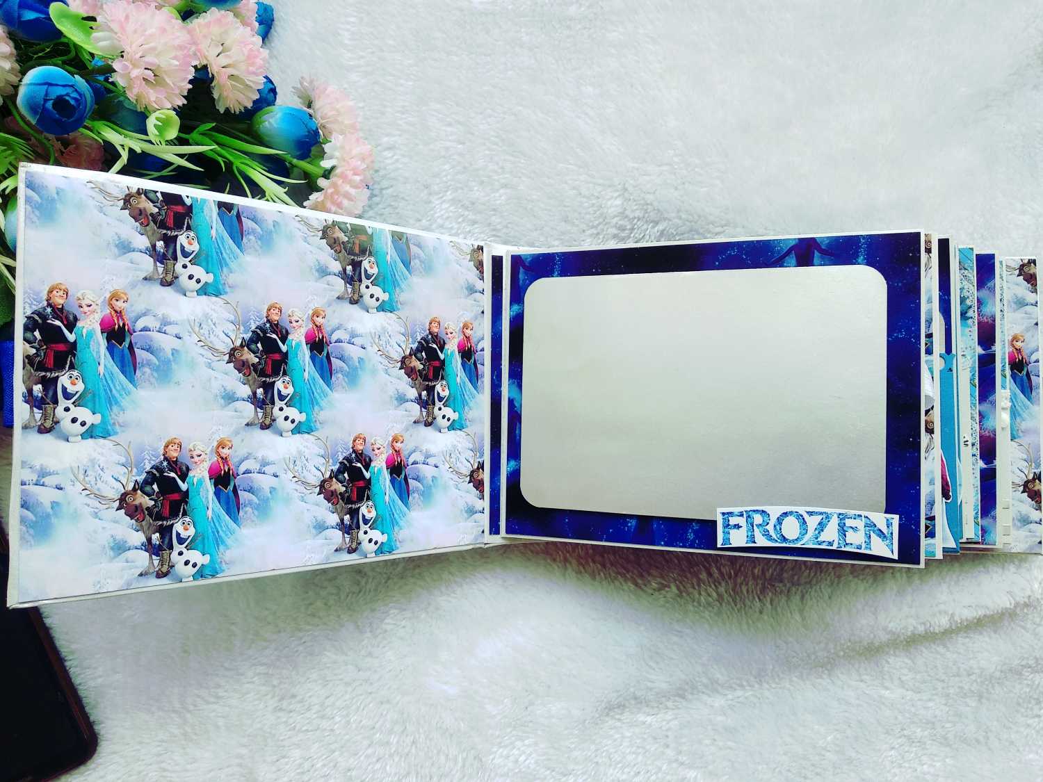 Handmade Frozen-Themed Scrapbook Photo Album with Shaker Cover