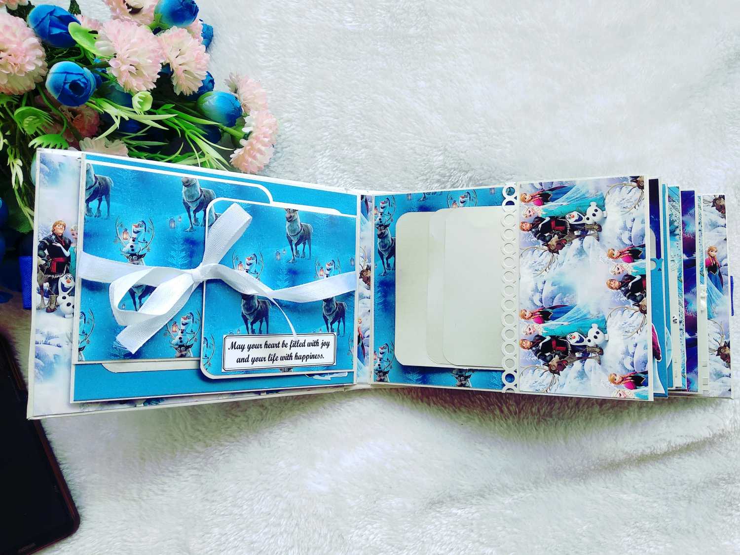 Handmade Frozen-Themed Scrapbook Photo Album with Shaker Cover