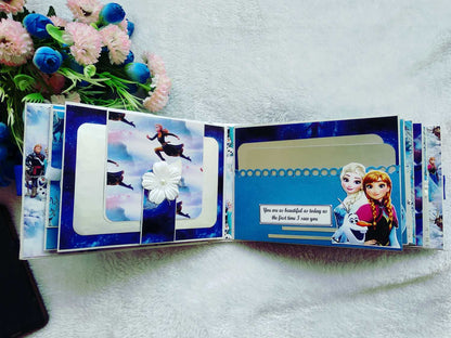 Handmade Frozen-Themed Scrapbook Photo Album with Shaker Cover