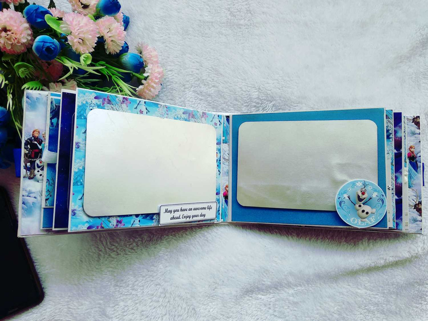 Handmade Frozen-Themed Scrapbook Photo Album with Shaker Cover