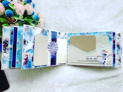 Handmade Frozen-Themed Scrapbook Photo Album with Shaker Cover