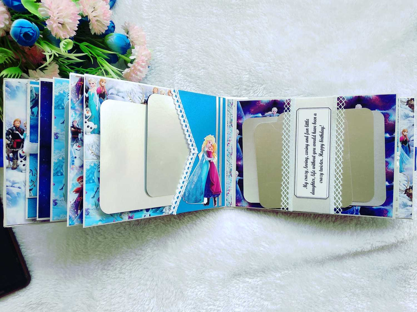 Handmade Frozen-Themed Scrapbook Photo Album with Shaker Cover