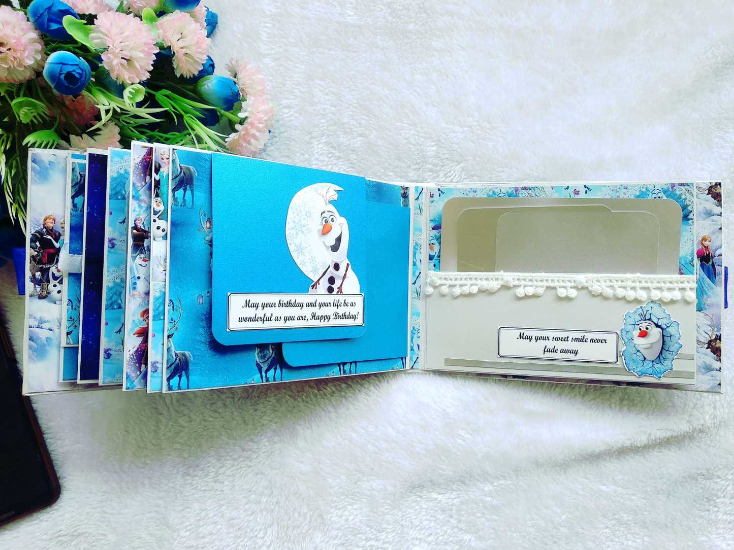 Handmade Frozen-Themed Scrapbook Photo Album with Shaker Cover