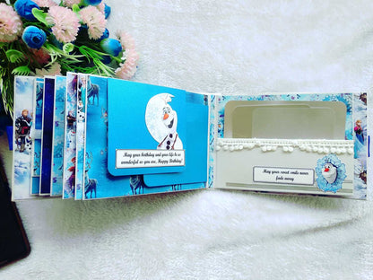 Handmade Frozen-Themed Scrapbook Photo Album with Shaker Cover