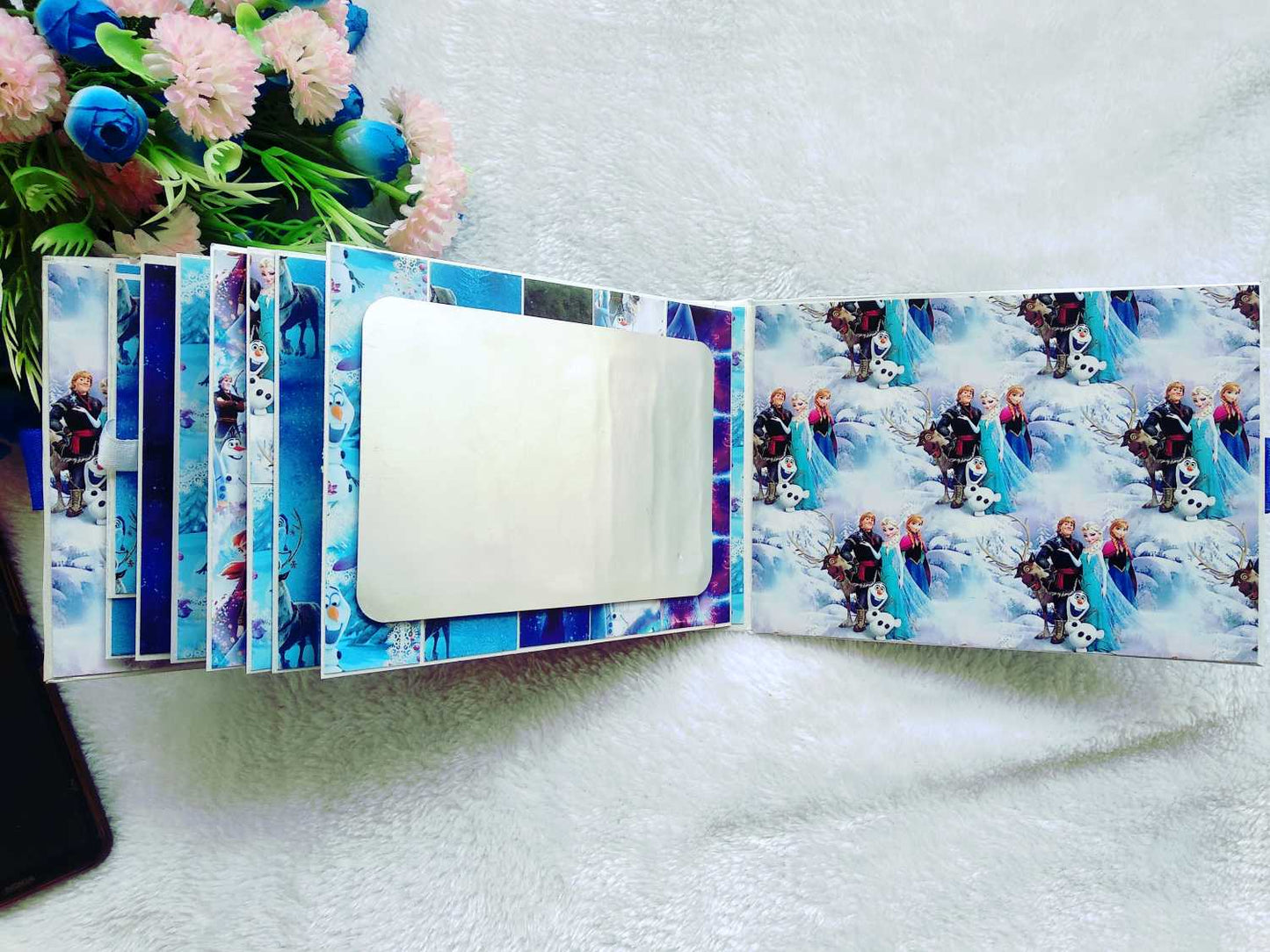 Handmade Frozen-Themed Scrapbook Photo Album with Shaker Cover