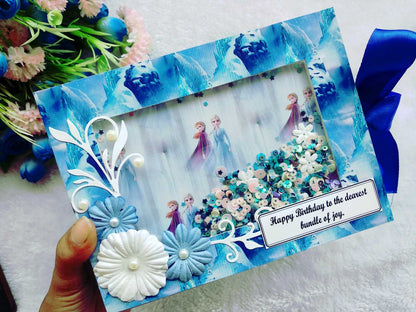 Handmade Frozen-Themed Scrapbook Photo Album with Shaker Cover