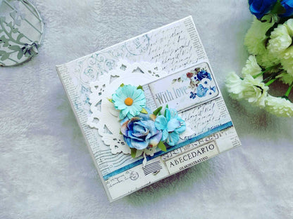 Handmade Vintage Blue Floral Scrapbook Album