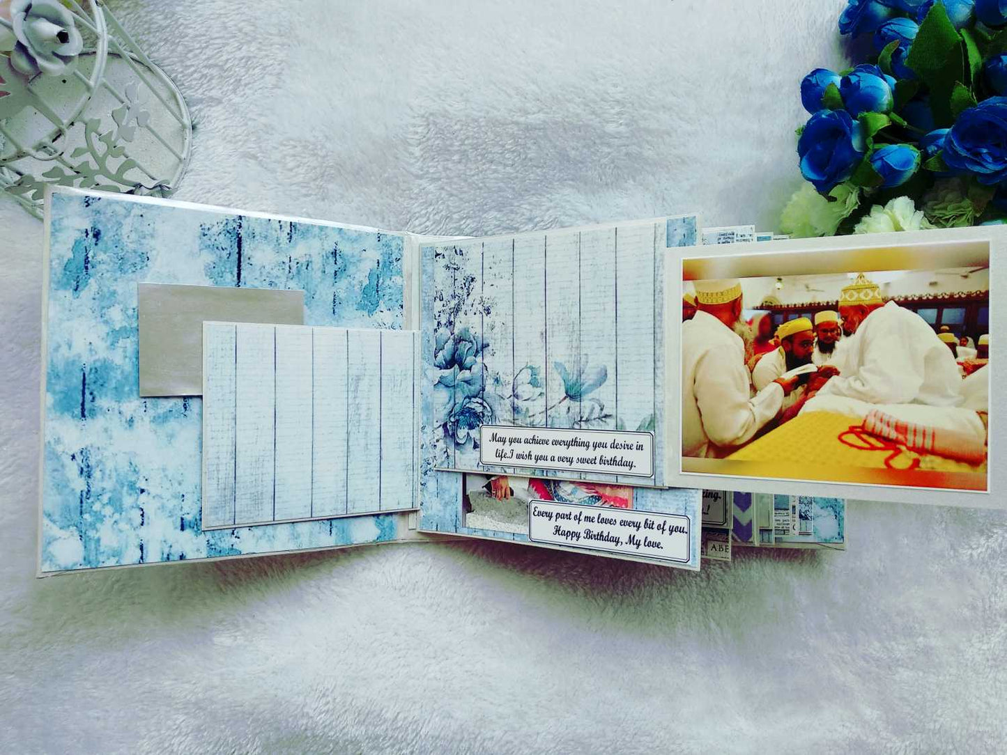 Handmade Vintage Blue Floral Scrapbook Album