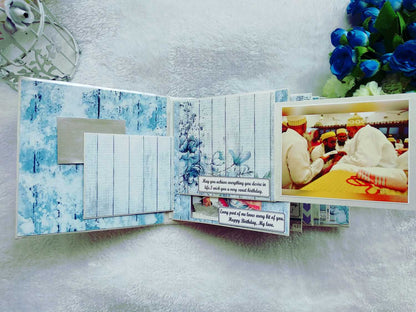 Handmade Vintage Blue Floral Scrapbook Album