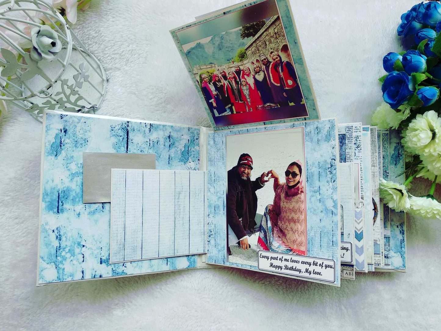 Handmade Vintage Blue Floral Scrapbook Album