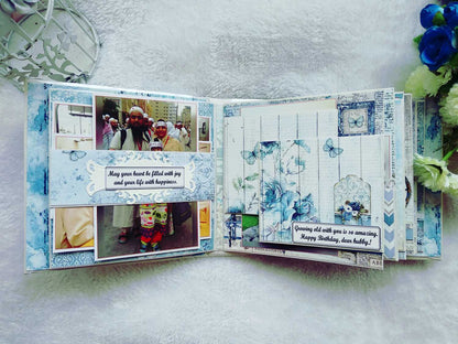 Handmade Vintage Blue Floral Scrapbook Album