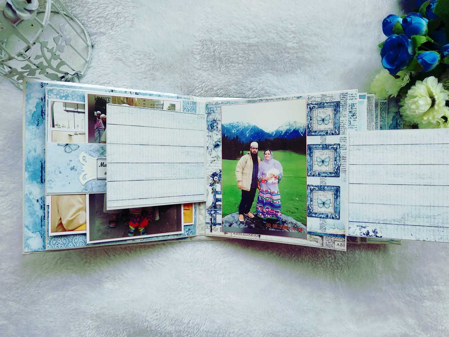 Handmade Vintage Blue Floral Scrapbook Album