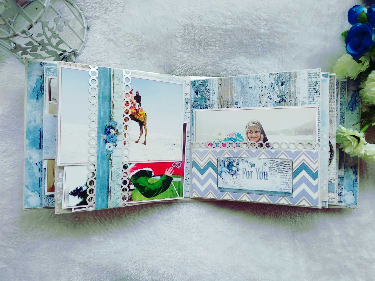 Handmade Vintage Blue Floral Scrapbook Album