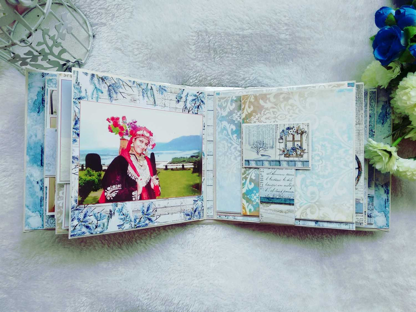 Handmade Vintage Blue Floral Scrapbook Album