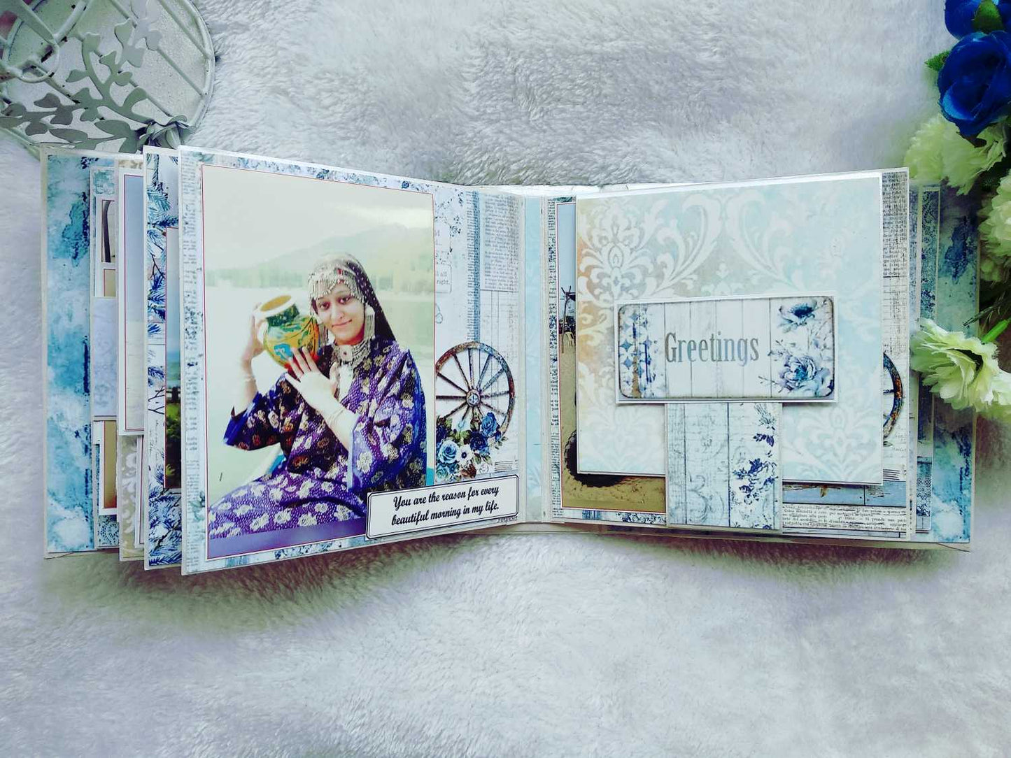 Handmade Vintage Blue Floral Scrapbook Album