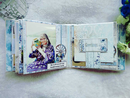 Handmade Vintage Blue Floral Scrapbook Album
