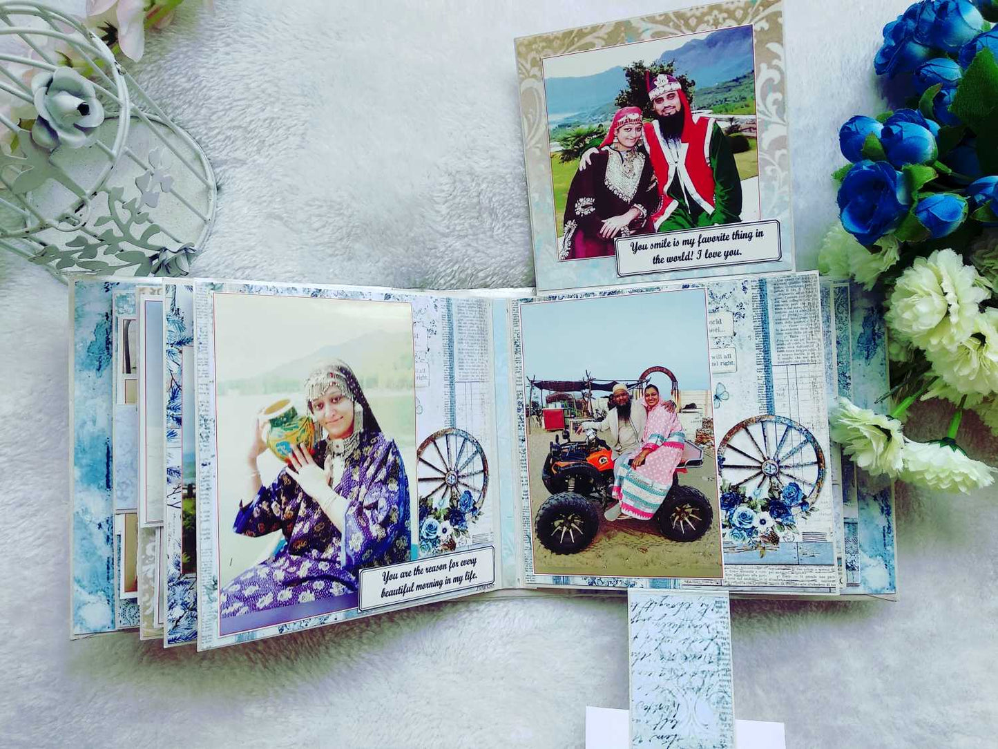 Handmade Vintage Blue Floral Scrapbook Album