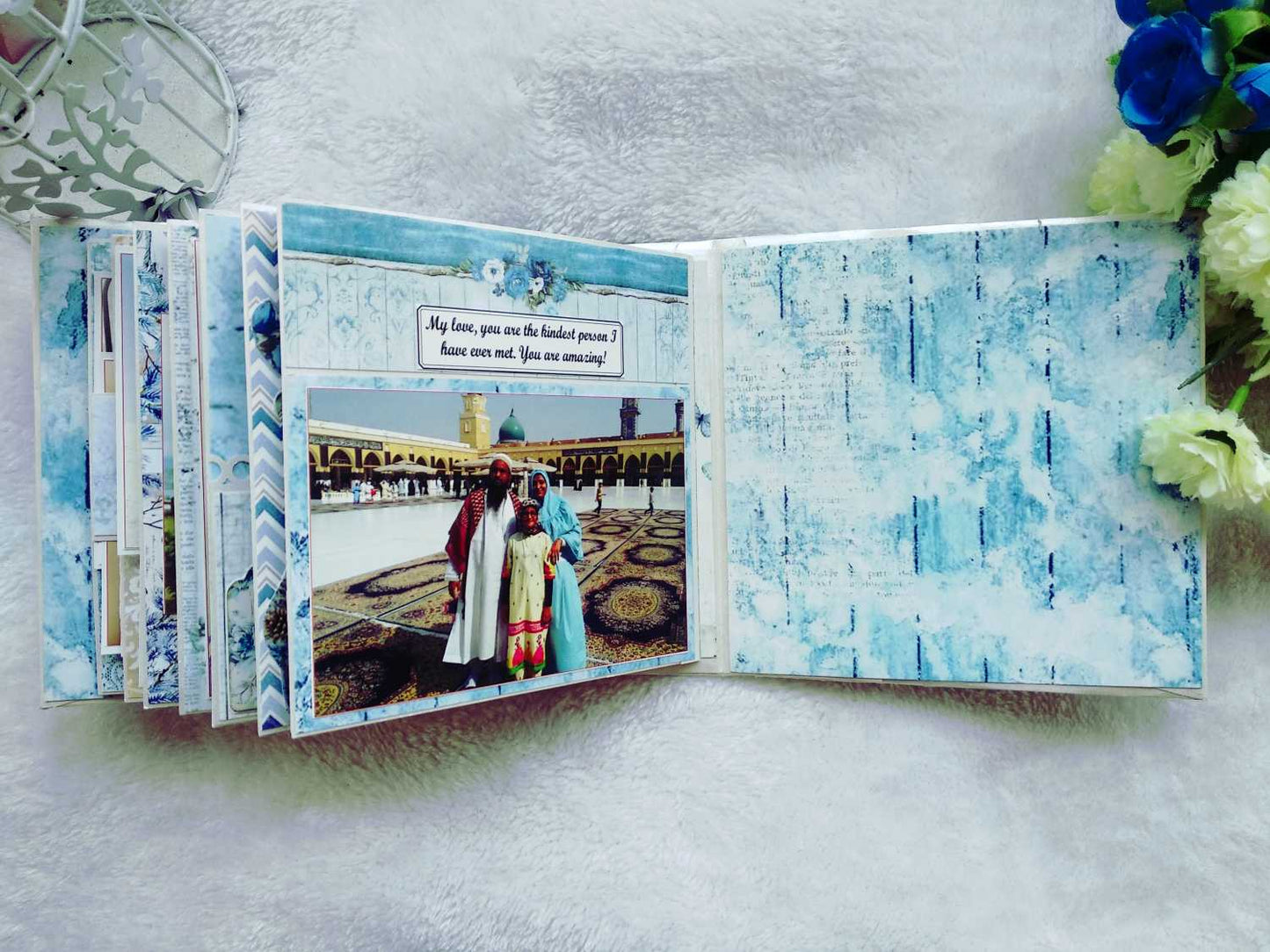 Handmade Vintage Blue Floral Scrapbook Album