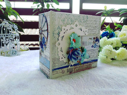 Handmade Vintage Blue Floral Scrapbook Album