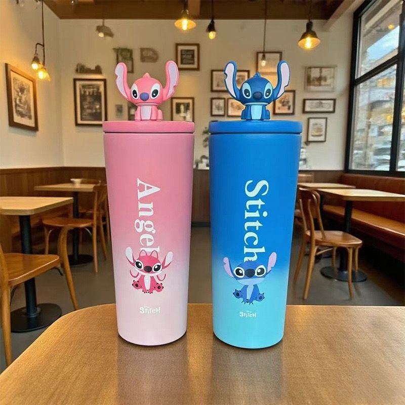 Angel & Stitch cartoon collectible tumblers 710ml, steel, double wall