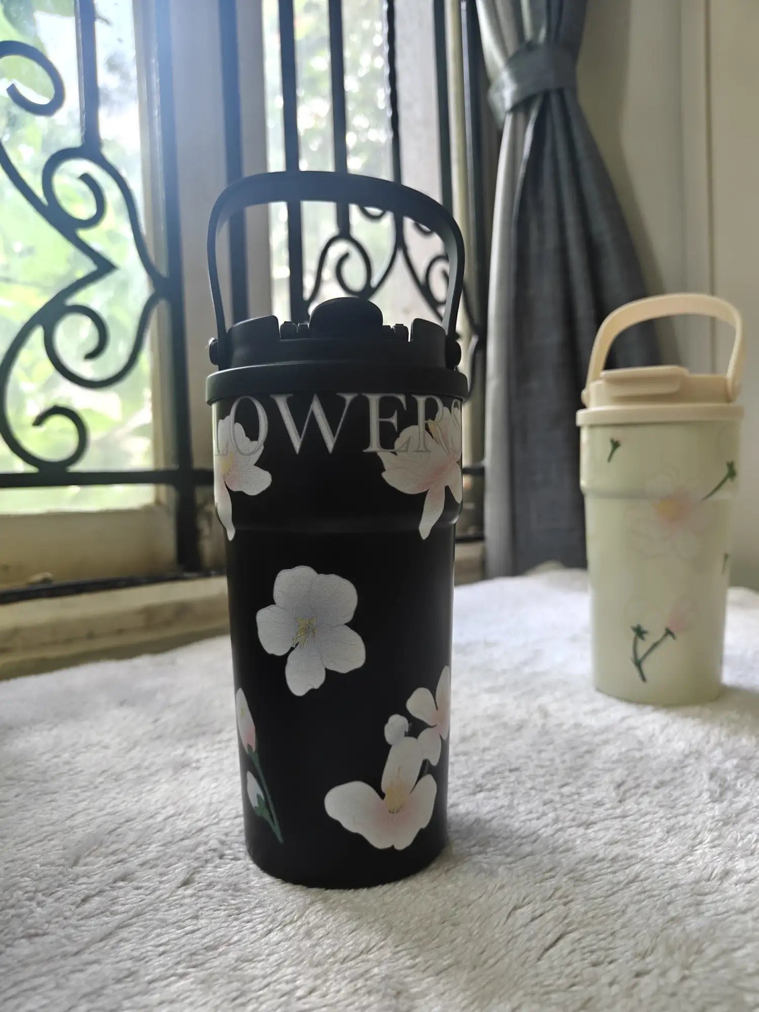 black floral tumbler