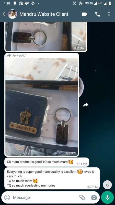 happy customer review for customized wallet and key chain set