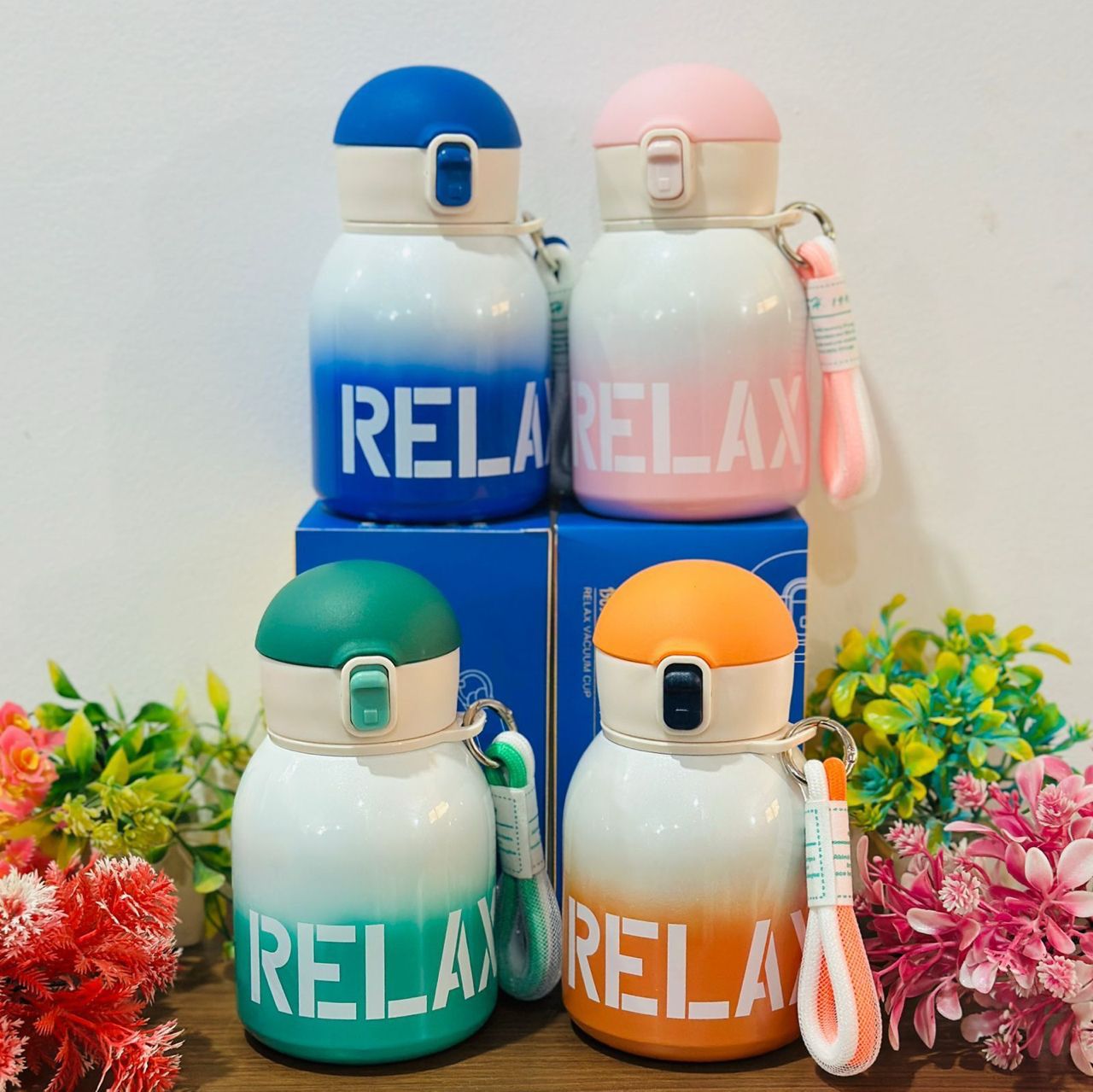 Customized stainless steel insulated sipper bottle in 4 colors