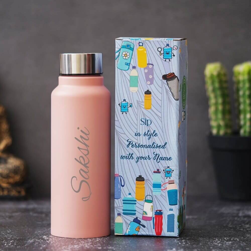 personalized classic steel pink bottle 750ml