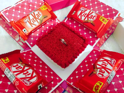 Handmade Pink Proposal Explosion Box with Ring Holder & KitKat Chocolates | 2-Layer Gift Box