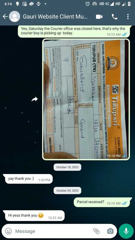 Mumbai client parcel received confirmation from everlasting memories