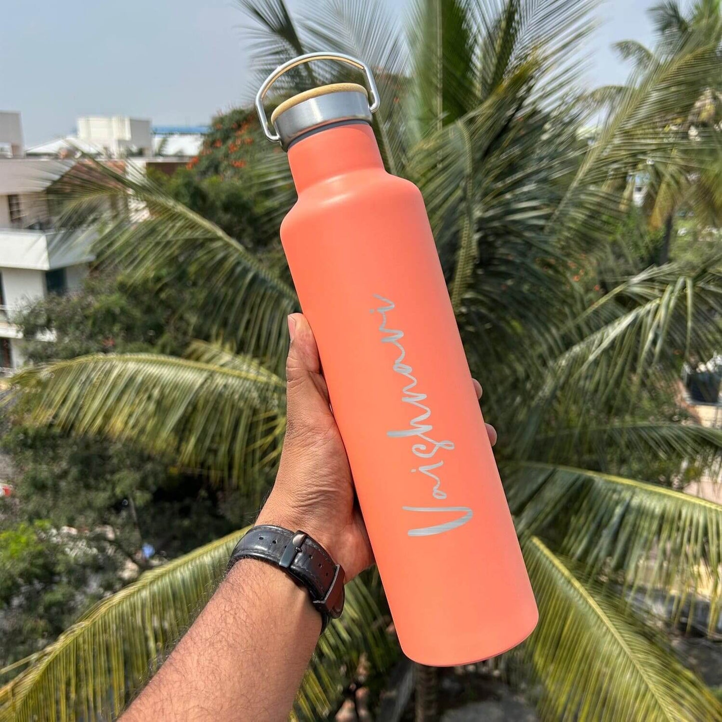 Orange Stainless steel insulated flask 1000ml