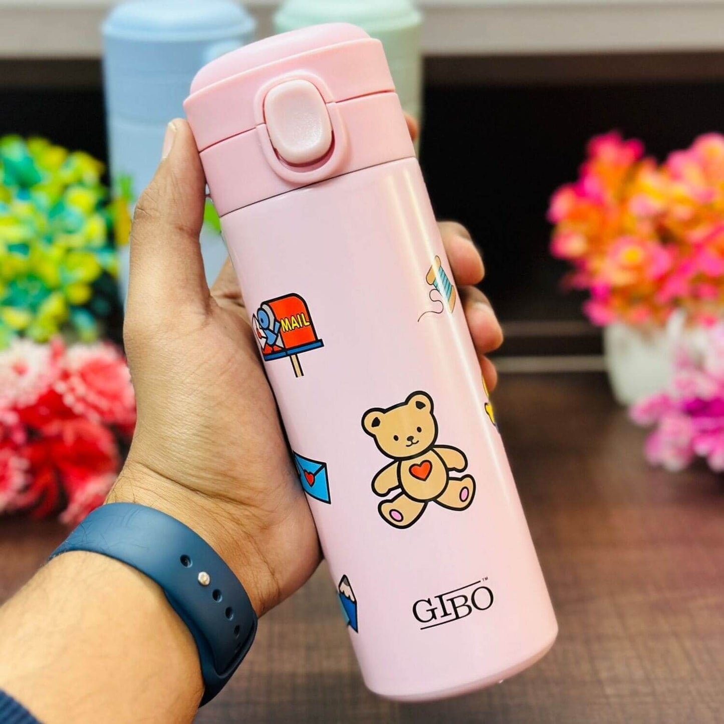 pastel pink thermal flask for kids 500ml