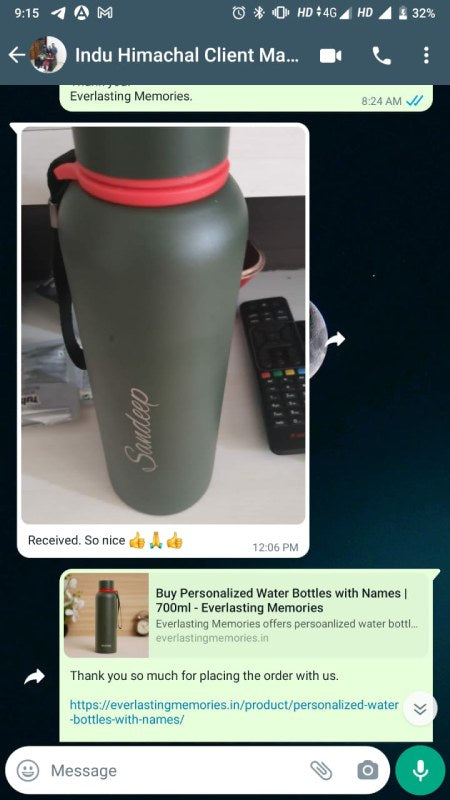 everlasting memories customer review for personalised water bottle with photo