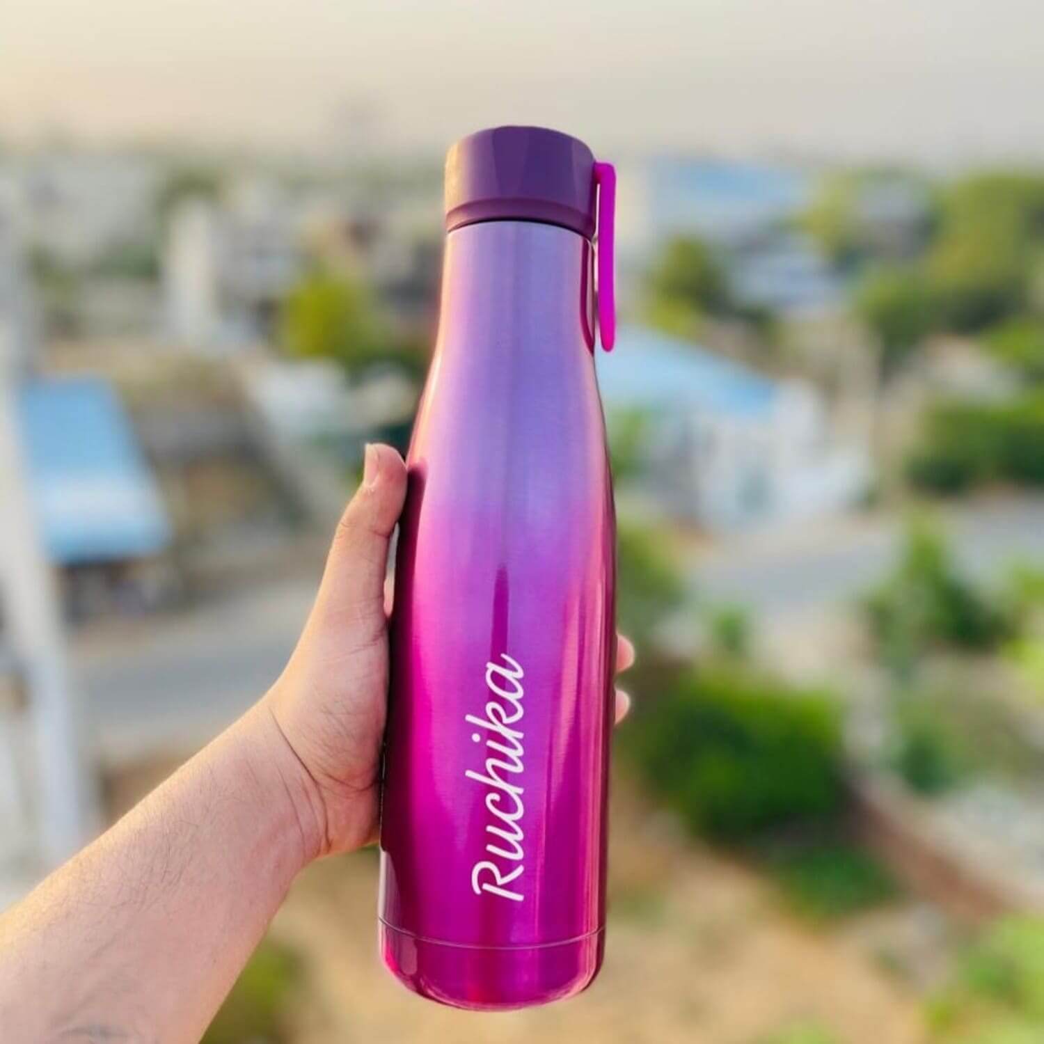 Pink color personalised cello premium quality water bottle