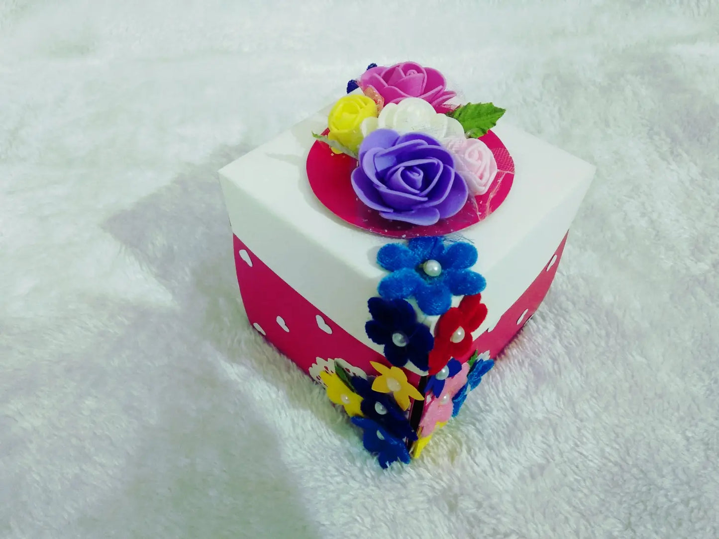 Handmade Pink Proposal Explosion Box with Ring Holder & KitKat Chocolates | 2-Layer Gift Box