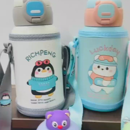 500ml stainless steel double valve kids water bottle