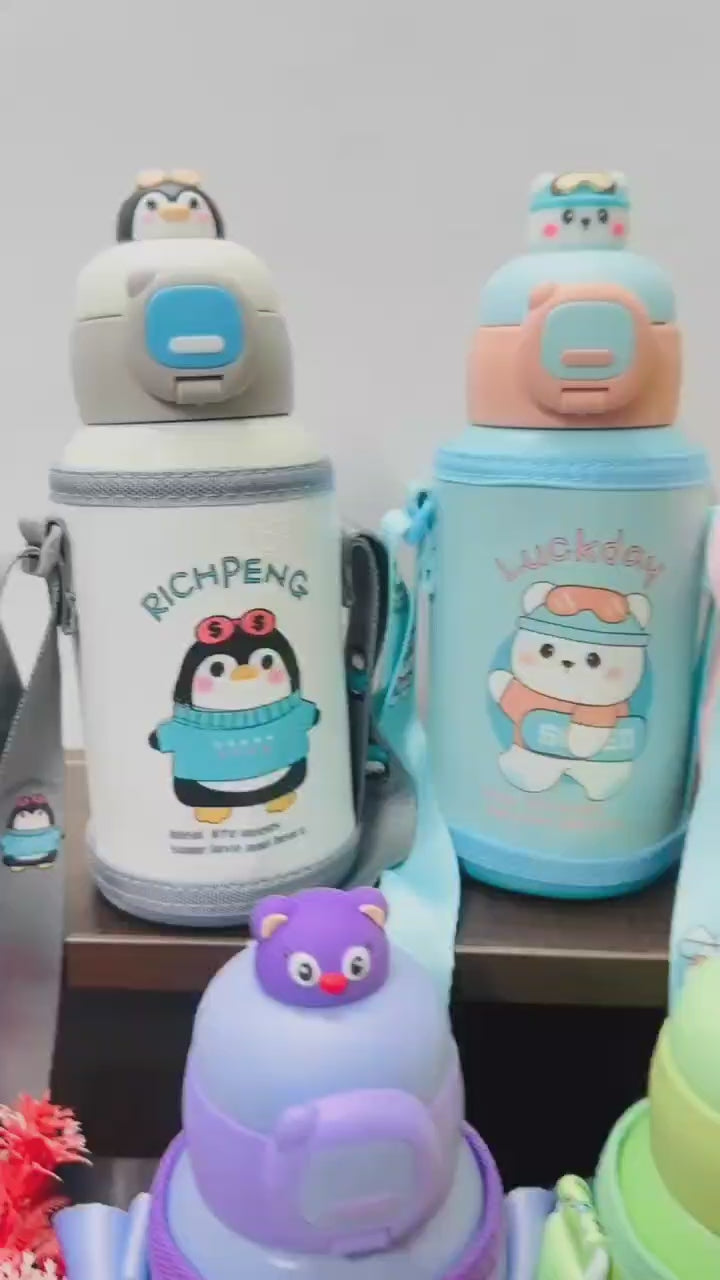 500ml stainless steel double valve kids water bottle