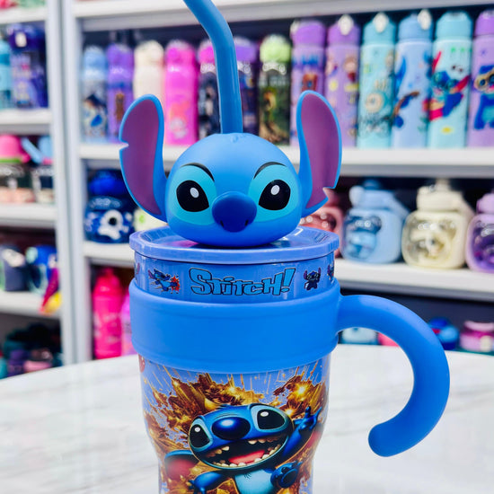 Insulated Hello Kitty, pikachu, stich, melody 650ml character tumbler with steel straw and double valve