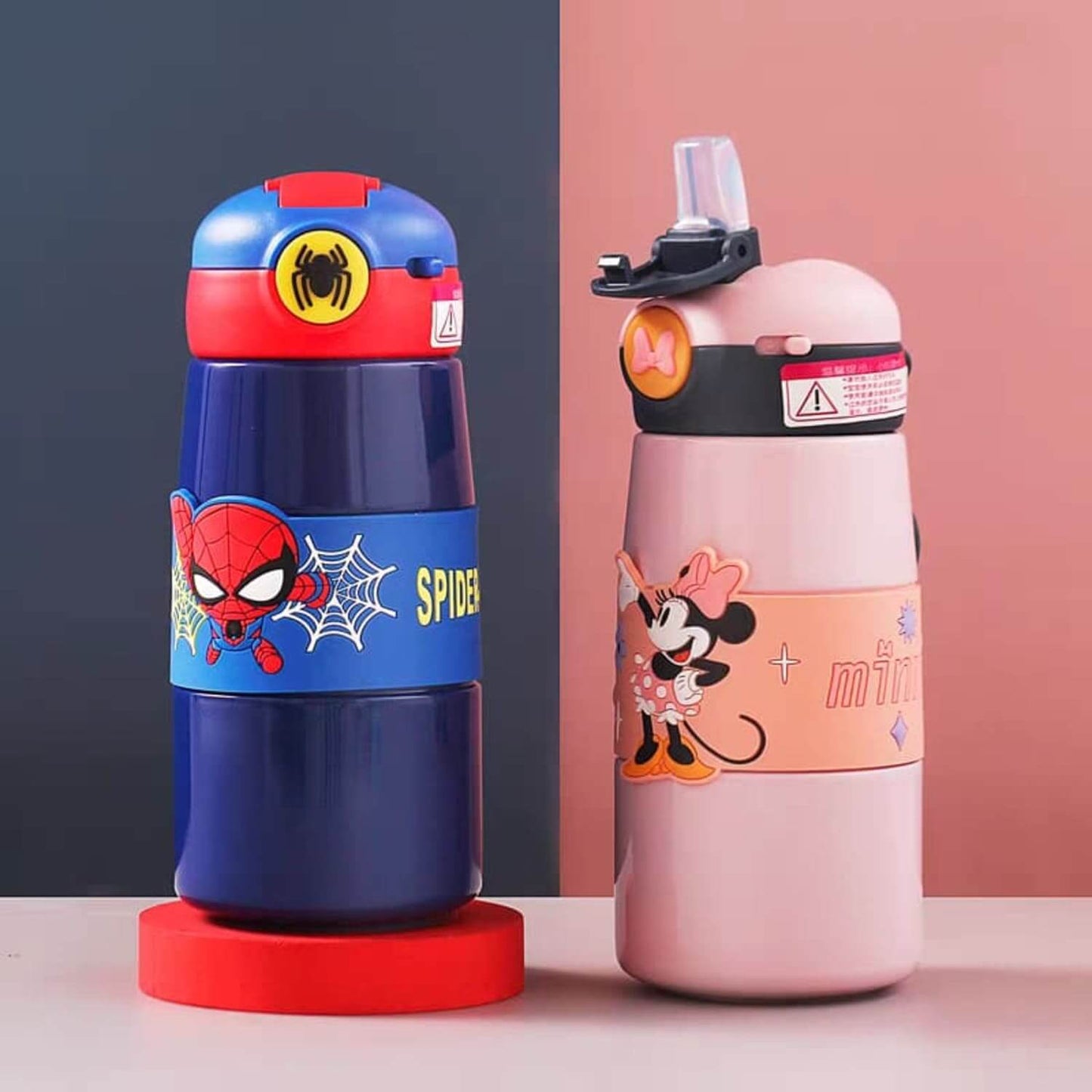 spider man and minnie hot and cold water bottle 