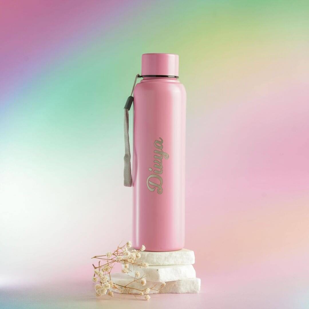 Stainless Steel nano personalised bottle 650ml - pink color