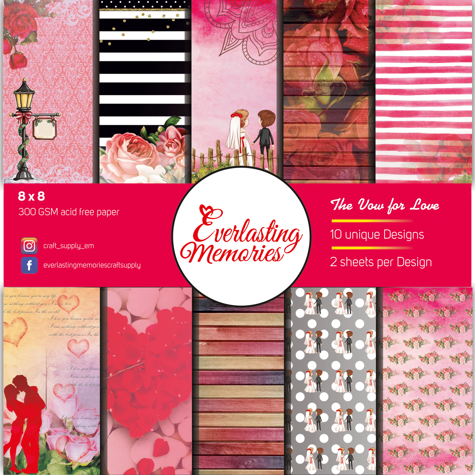 300 GSM paper cardstock | crafting | Love pattern sheets | The Vow For Love pattern paper – 8*8