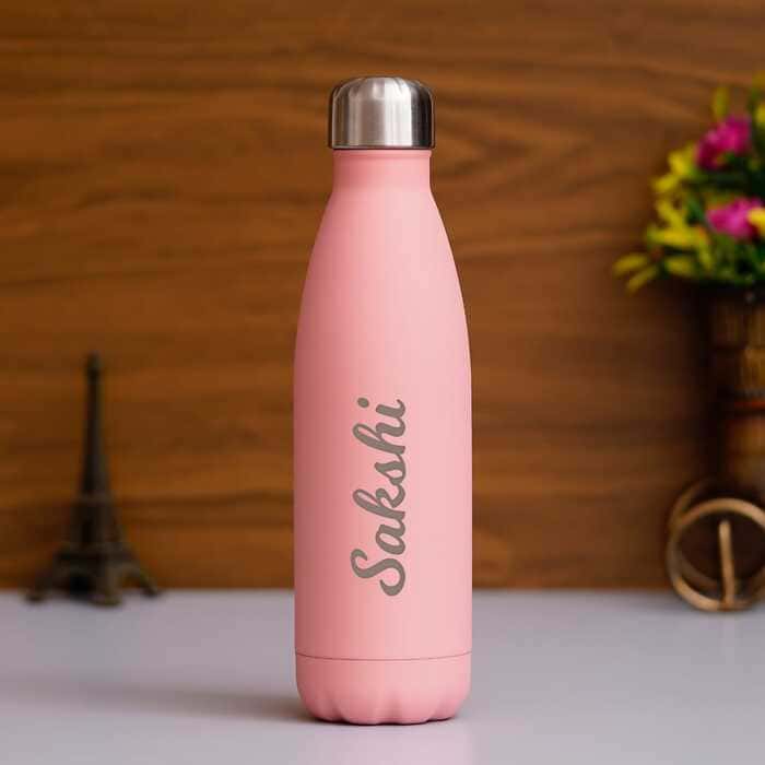 peach color bottle with name