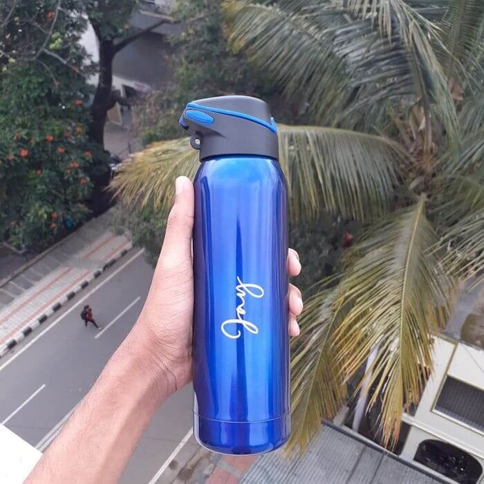 blue color stainless steel customized water bottle