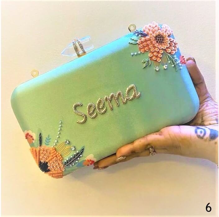 womens embroidery clutches with name