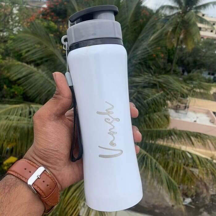 Glossy Stainless Steel Personalized Water Bottle With Name