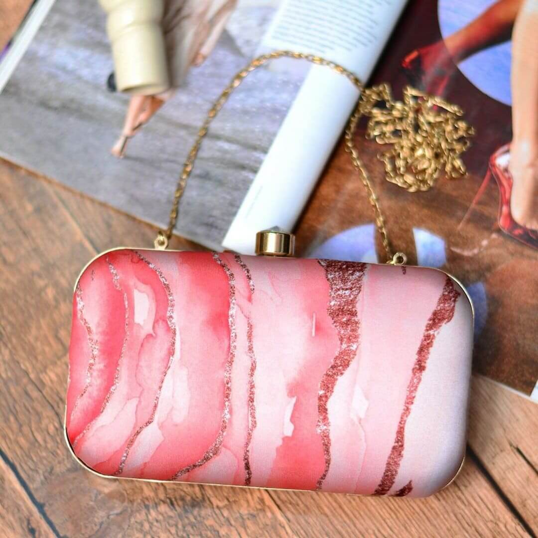 Light Pink Marble Printed Clutch