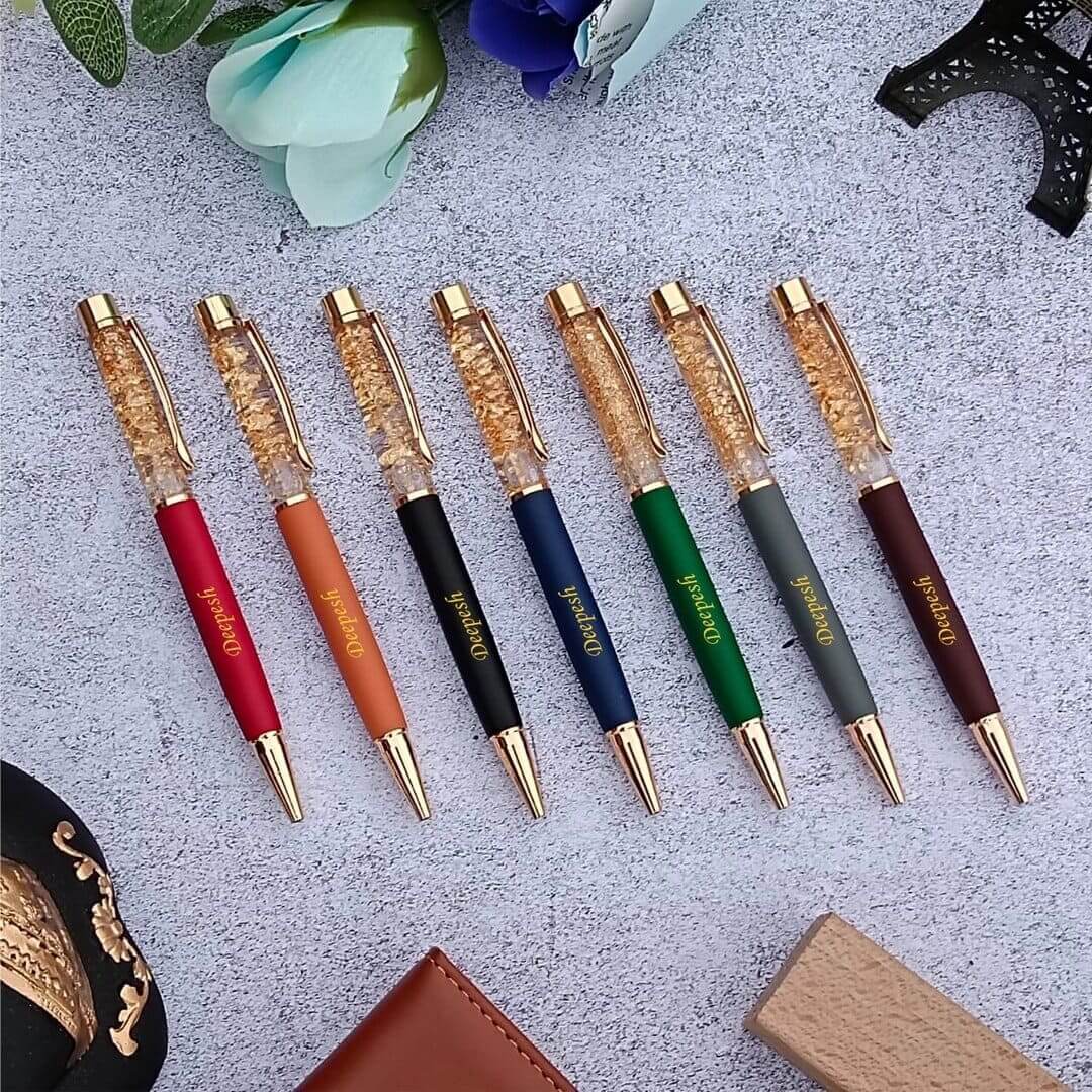 Personalised Gold Flake Pen